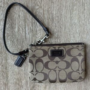 Vintage Coach Signature Canvas Wristlet / Zip Wallet – Brown & Khaki